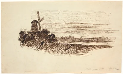Een molen. Partij op de wal in Kopenhagen