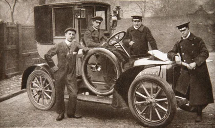 Eerste taxi in Liverpool, Merseyside, 1906