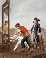 Maximilien Marie Isidore de Robespierre bij de guillotine