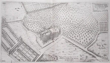 Chateau de Vallery met tuinen, park en deel van de wijngaard, uit 