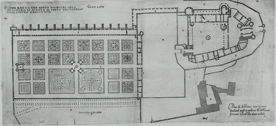 Plan van de omheinde tuinen en Chateau de Gaillon, uit 