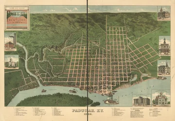 Vogelvlucht van Paducah, Kentucky 1889.