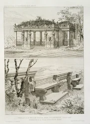 Pergola van La Maison Rouge bij Villemomble, ontworpen door Cordier, en terras van de Villa Borghese, Rome, ca. 1880