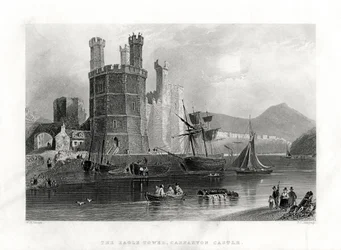 De Adelaarstoren, Carnarvon Castle, Caernarfon, Noord-Wales, 1860
