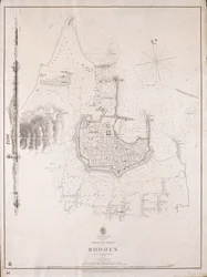 Archipel, Rhodos eiland, stad en havens van Rhodos onderzocht door commandant Thomas Graves, HMS 