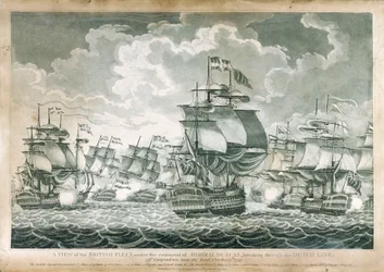 Zicht op de Britse vloot onder bevel van admiraal Duncan