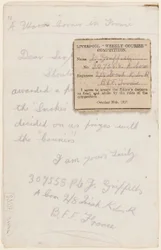 Brief aan de wedstrijdredacteur van de Liverpool Weekly Courier, 1917