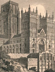 Noordwestelijke aanblik van de kathedraal van Durham, ca. 1843