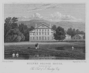 Milnes Bridge House, Yorkshire, Het Huis van J Armitage, Esquire (gravure)