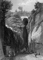 De grot van Posillipo bij Napels, Italië, 19e eeuw