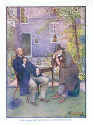 Carlyle en Tennyson praatten en rookten samen, uit Engelse Literatuur uitgegeven door T C & EC Jack, ca. 1920