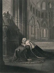 Lodewijk VII, koning van Frankrijk, voor het graf van Becket, midden 19e eeuw