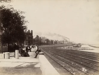 Uitzicht op 35th Street naar het noorden, Chicago, ca. 1888