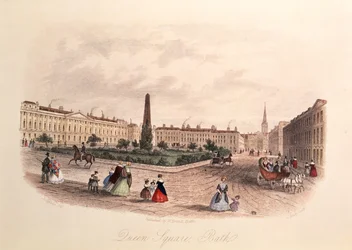 Queen Square, Bath, gegraveerd door J. Shury