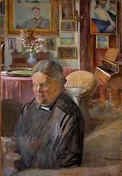 De zus van de kunstenaar, Helena, in een interieur
