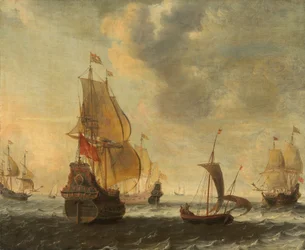 Nederlandse Schepen in een Levendige Bries