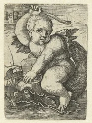 Putto op dolfijn