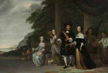 Pieter Cnoll en Cornelia van Nijenrode, hun twee dochters Catharina en Hester, de tot slaaf gemaakte Surapati en een tot slaaf gemaakte vrouw
