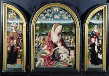 Maagd en Kind met Muziekmakende Engelen en de familie Sampsons-Coolen, Drieluik, 1500-1525