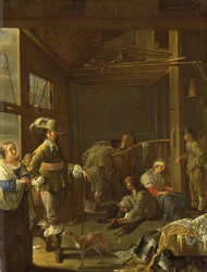 Soldaten in een Stal
