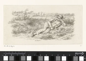 Liggende man in een landschap