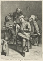 Herbergscène met rokende boeren