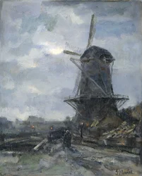 Molen bij maanlicht