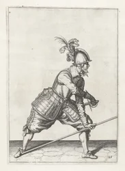 Soldaat met lans trekt zwaard, ca. 1600