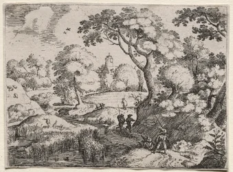 Zes landschappen: Pad tussen moeras en beboste oever