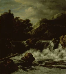 Bergachtig landschap met waterval