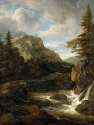 Berglandschap met waterval