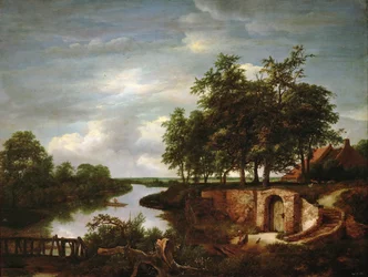 Rivierlandschap met kelderingang