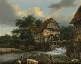 Twee Watermolens en een open Sluice