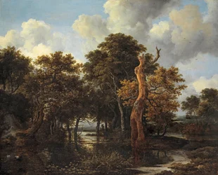 Houten moeraslandschap met dode boom, ca.1665