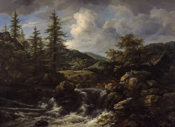 Bosrijk landschap met waterval
