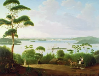 Sydney Harbour richting Sydney, 1848