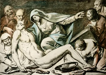 Bewening van Christus (aquarel, rood krijt)