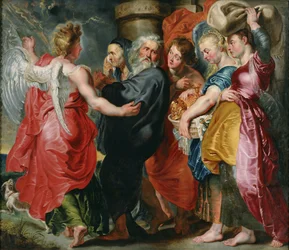 De vlucht van Lot en zijn familie uit Sodom naar Rubens, ca. 1618