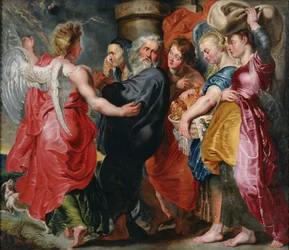 Lot en zijn familie verlaten Sodom (gebaseerd op Rubens