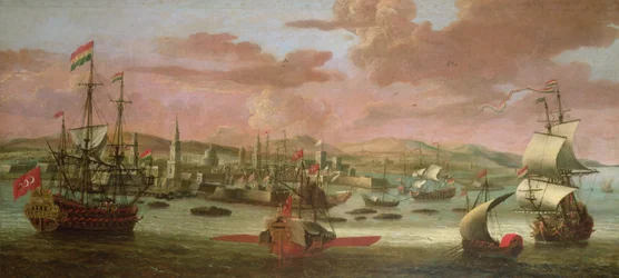 Nederlandse Oorlogsschepen en Turkse Galeien bij Constantinopel