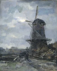 Molen bij maanlicht