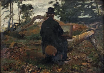 The painter Frederik Hendrik Kaemmerer at work in Oosterbeek