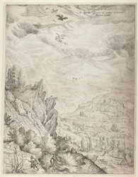 Boheems landschap met koppels en jagers (rechter plaat)