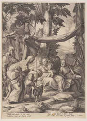 De Heilige Familie met de heiligen Elizabeth, Zacharias en Johannes