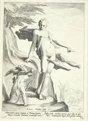 Venus beveelt Amor een pijl op Pluto te schieten