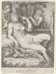 Venus bespied door een sater