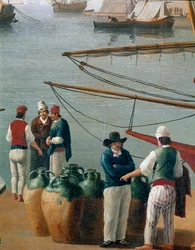 Vissers en olijfoliehandelaar in Napels, Italië (Vissers en olijfoliehandelaren in de haven van Napels). Napels, Museo Nazionale di San Martino