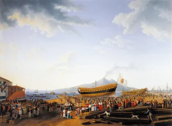 De scheepswerf van Castellammare di Stabia, door Jacob Philipp Hackert