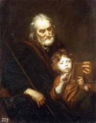 Een schoolmeester leert een jongen tekenen