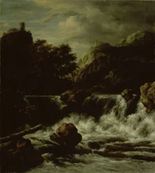 Bergachtig landschap met waterval
